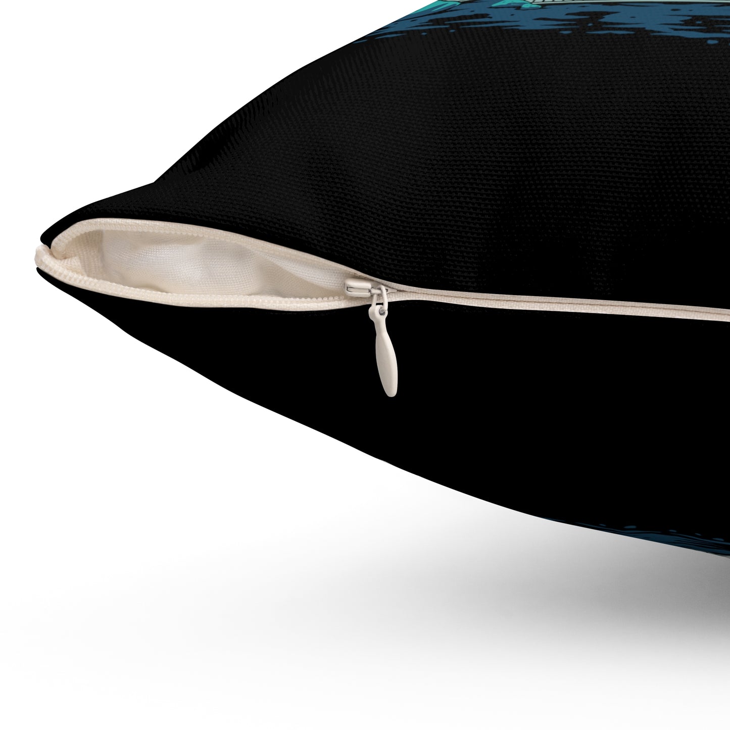 Skeleton Mermaid Graveyard - FULL Pillow - Black
