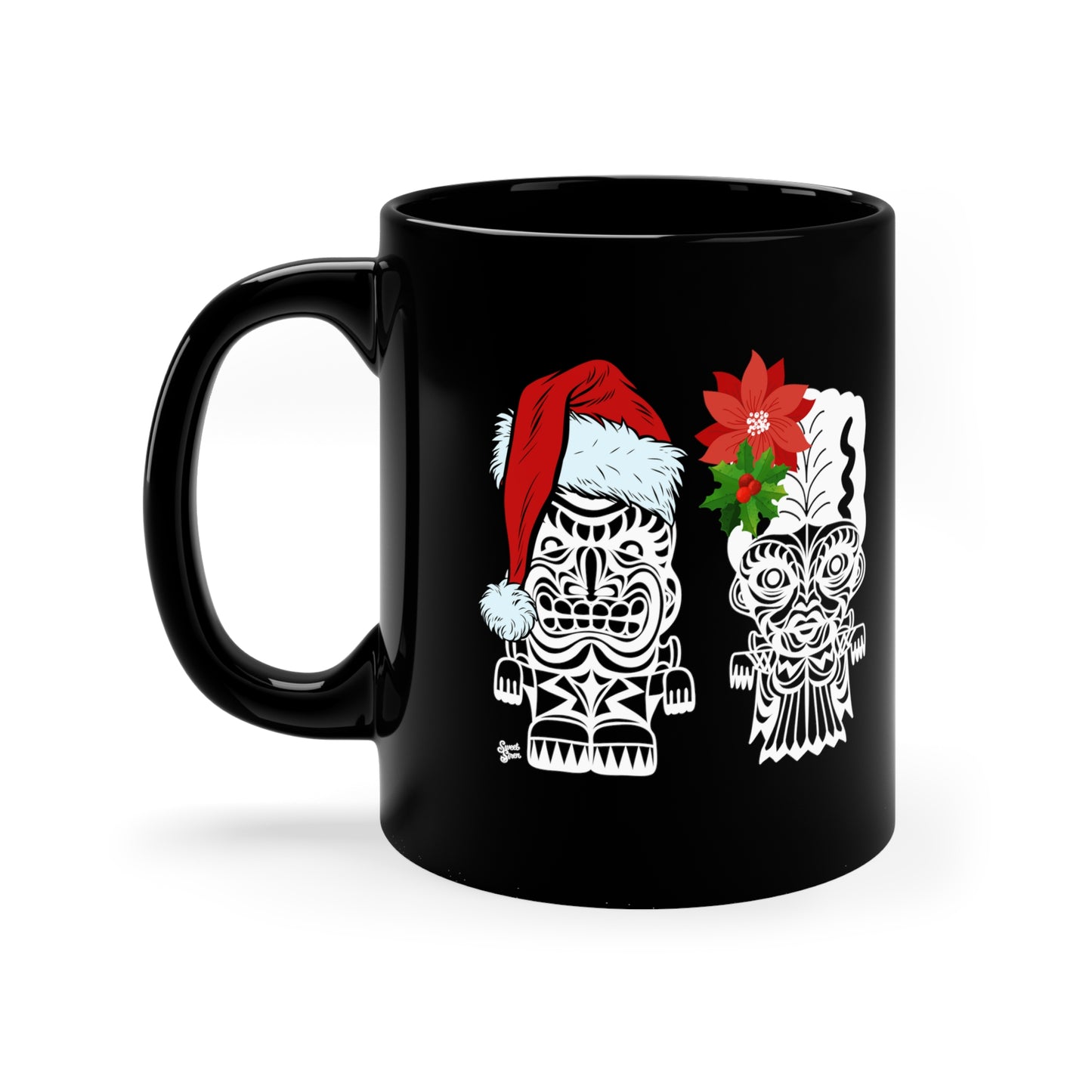 Holiday Franky & Bride Tiki Monsters  11oz Black Mug