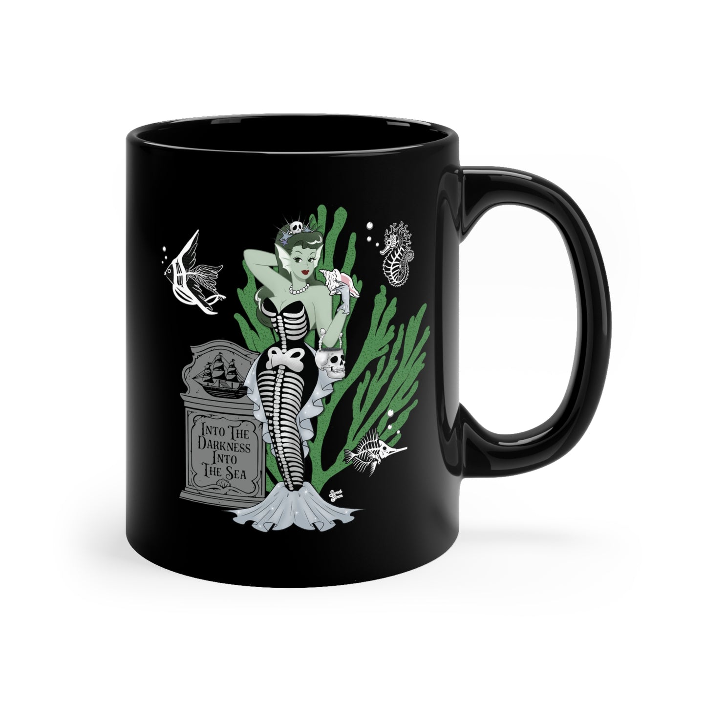 Skeleton MerBabe -  11oz Black Mug