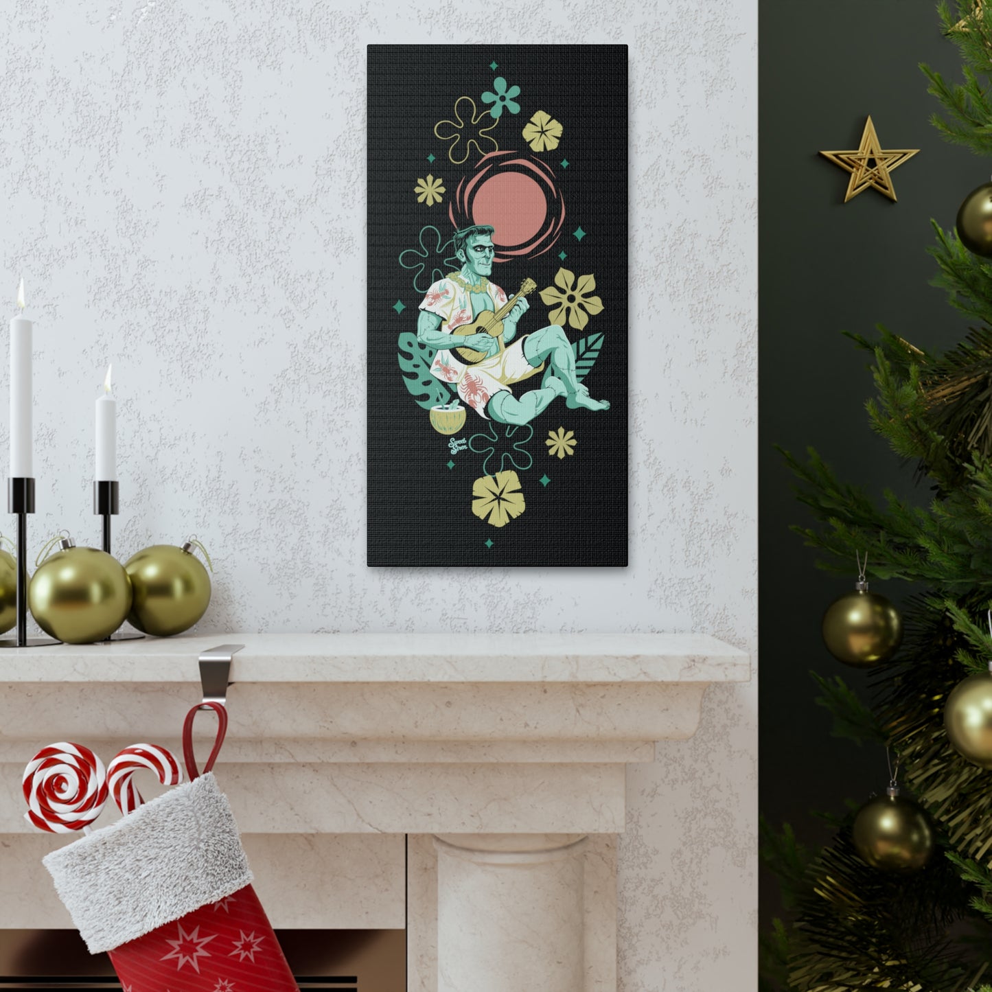 Retro Island Frankenstein Monster - Canvas Print 10 x 20