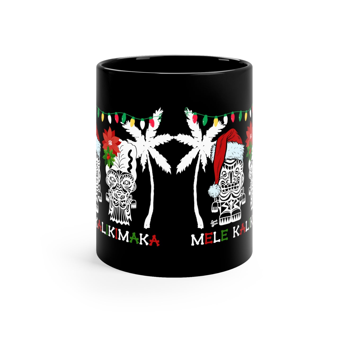 Franky & Bride Tiki Monsters Mele Kalikimaka  11oz Black Mug