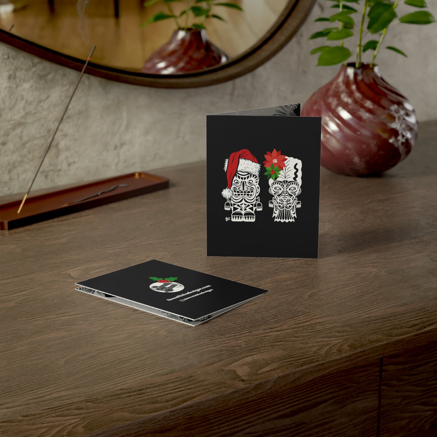 Holiday Franky & Bride Tiki Monsters - Greeting Cards (1, 10, 30, and 50pcs) - GOTH VERSION INSIDE
