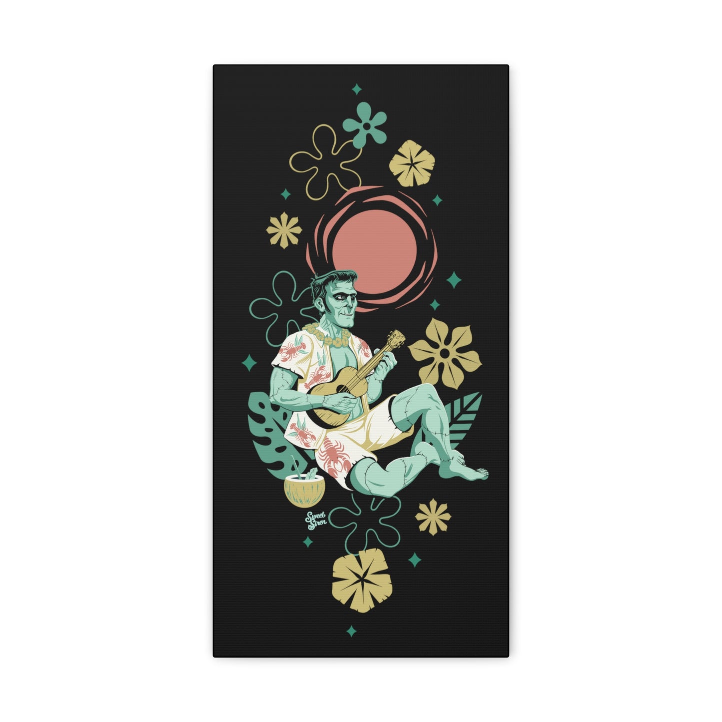 Retro Island Frankenstein Monster - Canvas Print 10 x 20