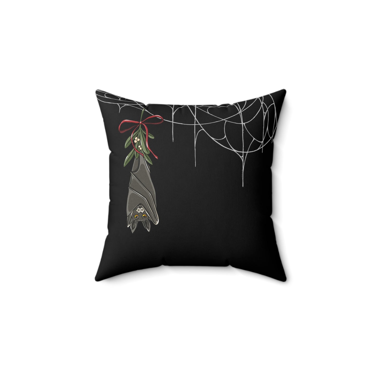 Holiday Bat Hanging Spiderweb - FULL Pillow - Black