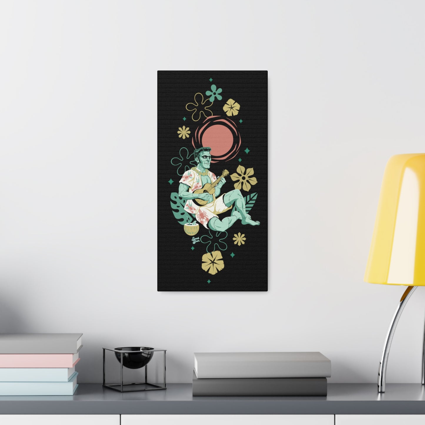 Retro Island Frankenstein Monster - Canvas Print 10 x 20