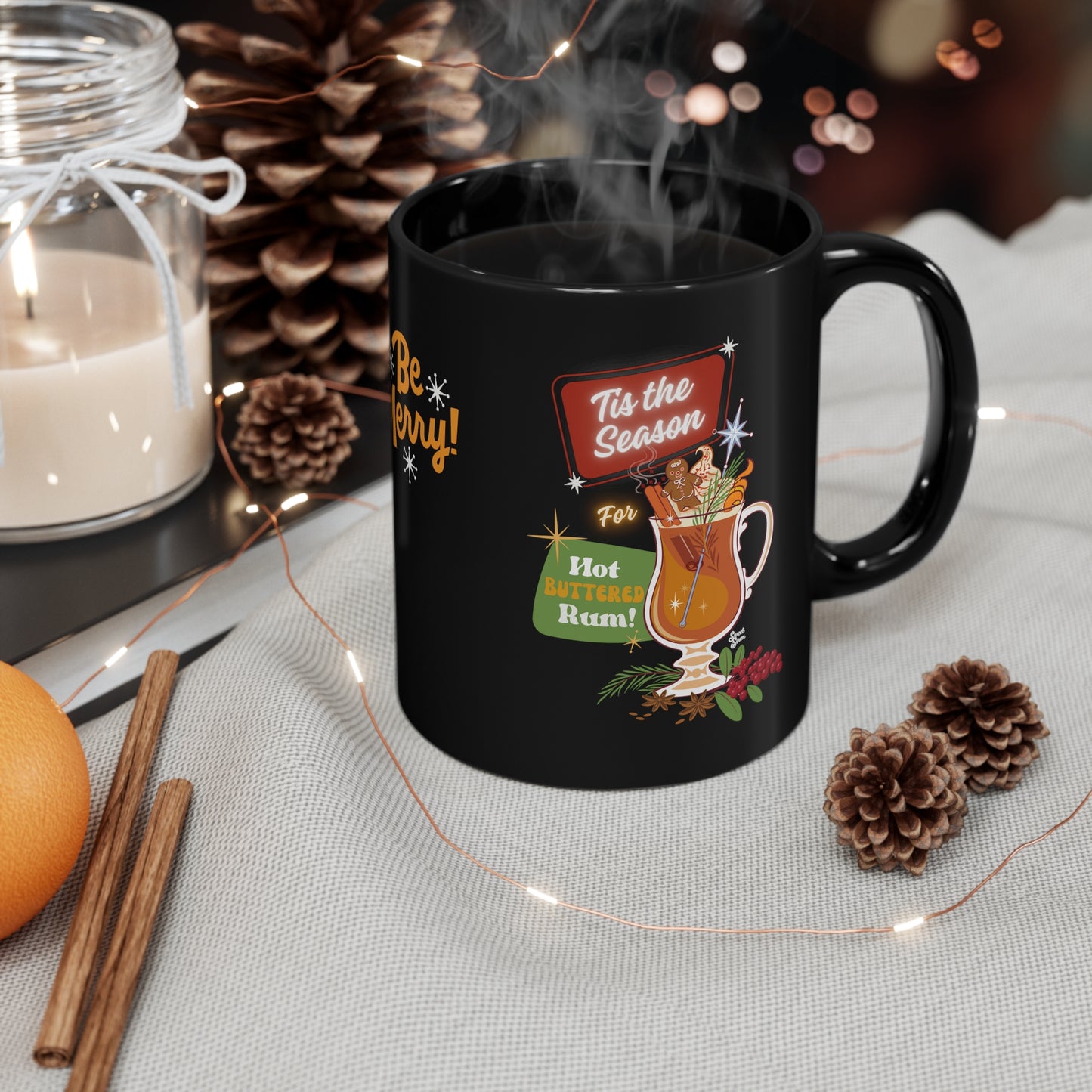 Hot Buttered Rum Season 11oz Black Mug