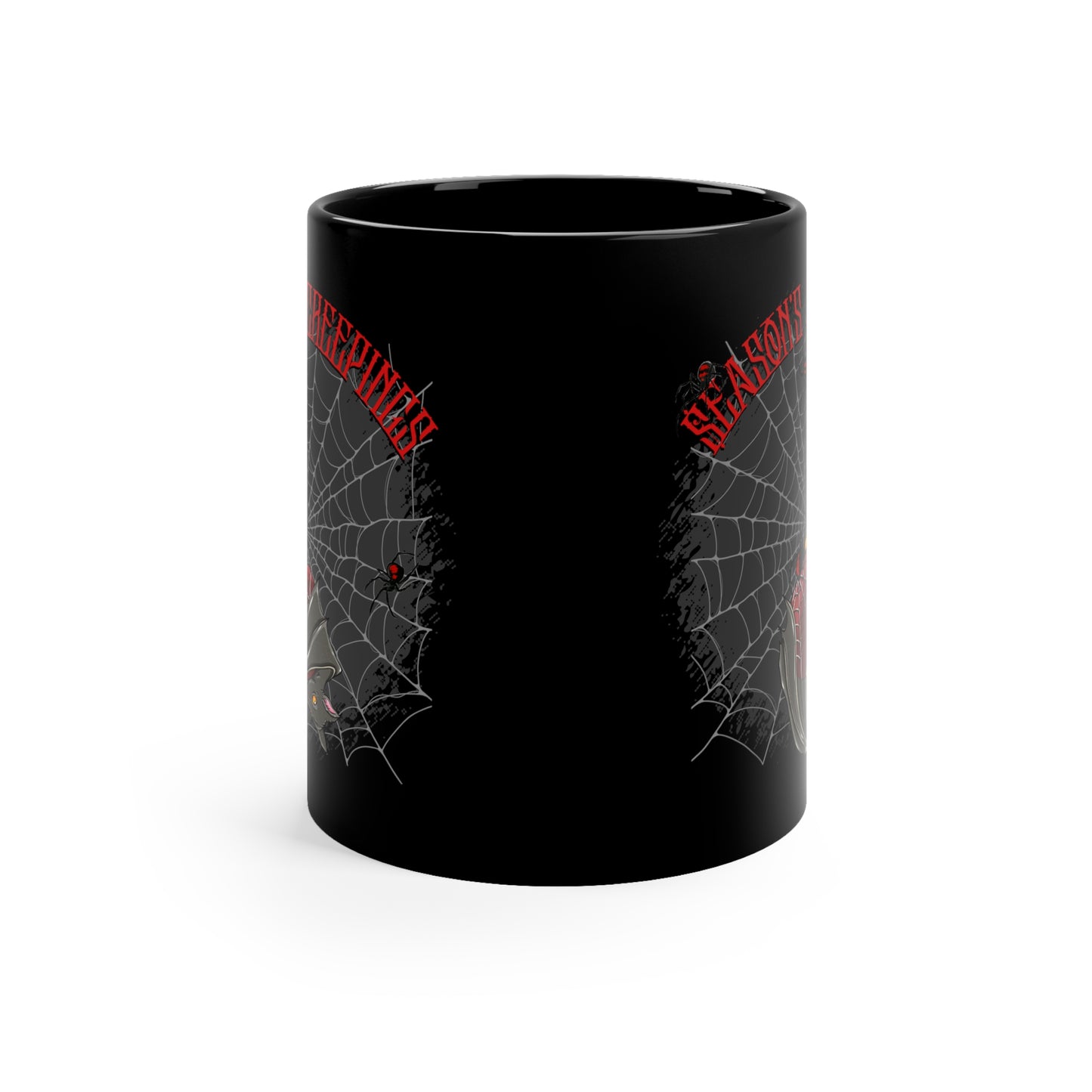 Season's Creeepings Bat -  11oz Black Mug