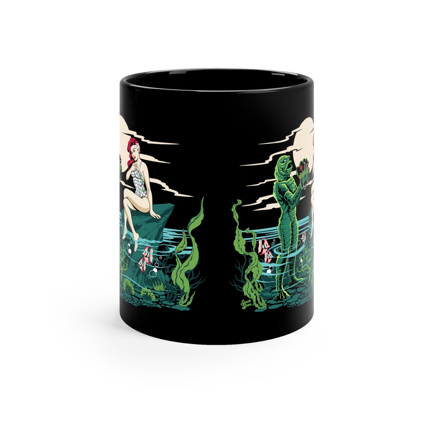 Mid Century Swamp Couple  -  11oz Black Mug