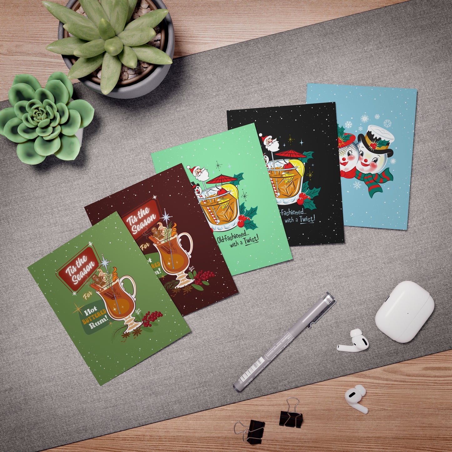 Retro Holidays - Greeting Cards (5-Pack)