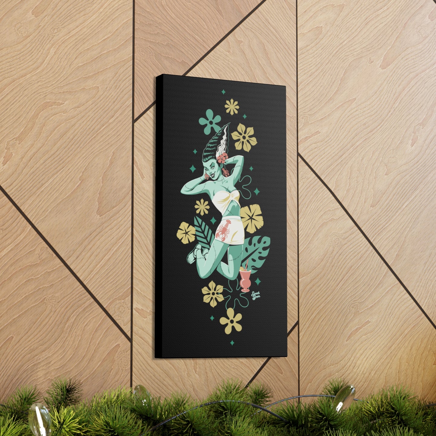 Retro Island Bride of Frankenstein Monster - Canvas Print 10 x 20