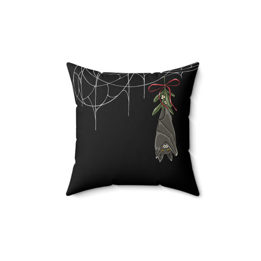 Holiday Bat Hanging Spiderweb - FULL Pillow - Black