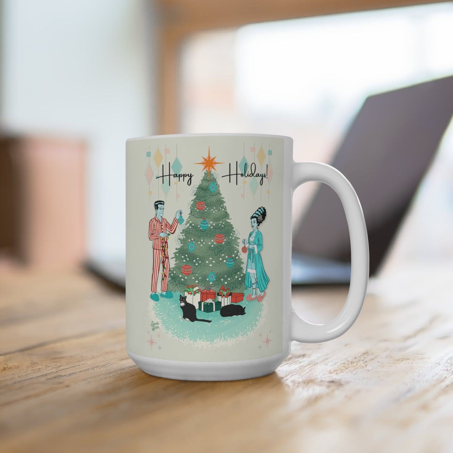 Retro Holiday Monsters - Mug 15oz
