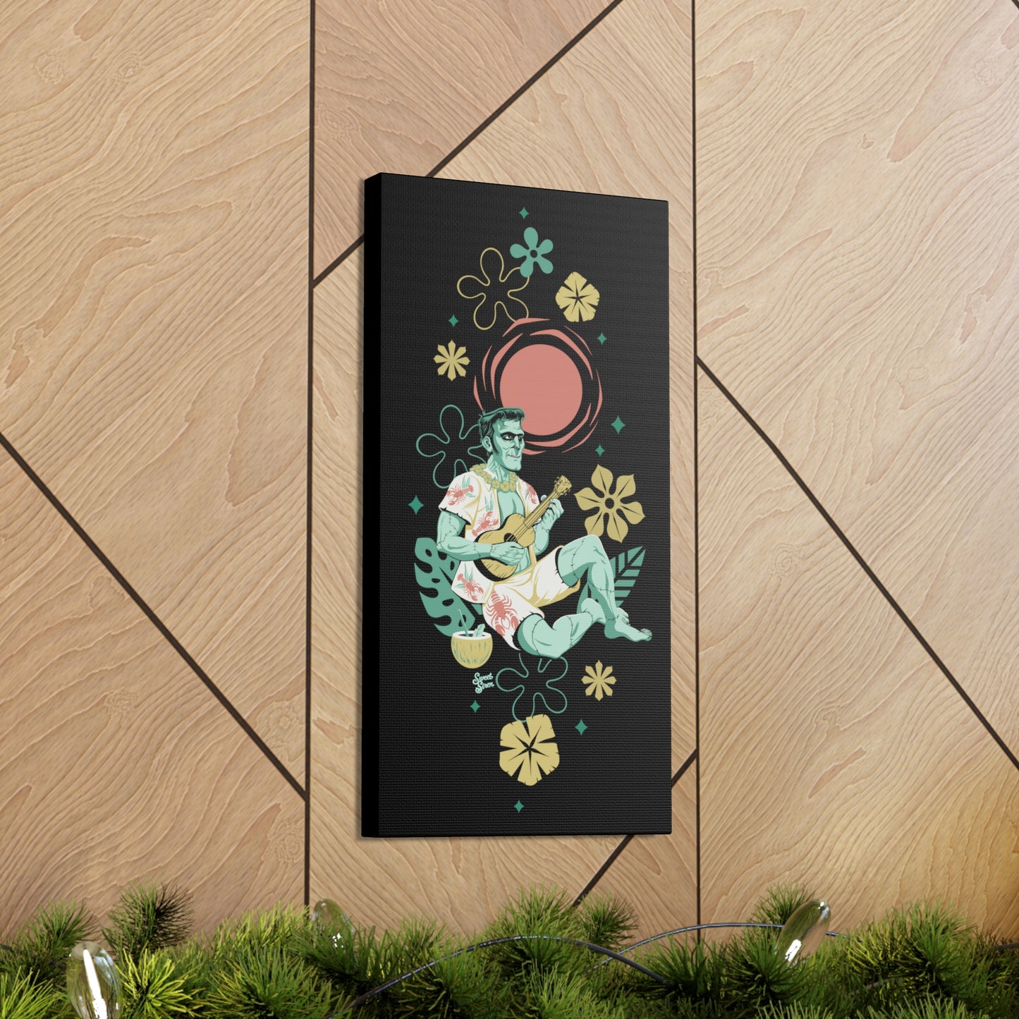 Retro Island Frankenstein Monster - Canvas Print 10 x 20