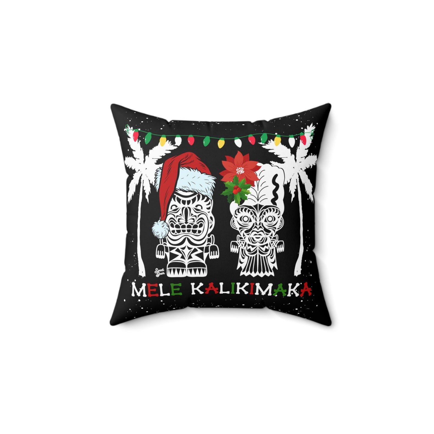 Franky & Bride Mele Kalikimaka- FULL Pillow - Black