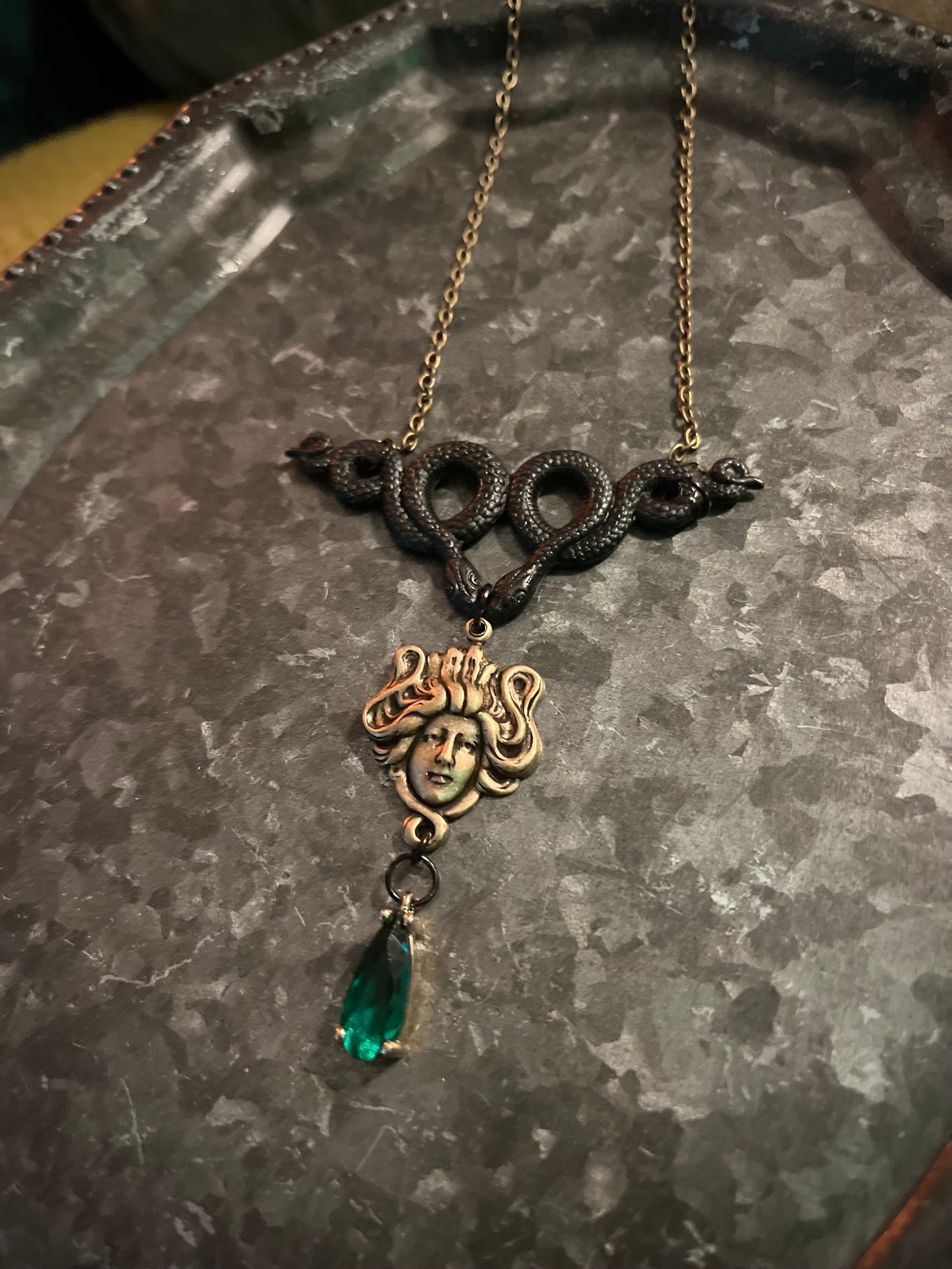 Medusa Black Snake- Necklace - One of a Kind
