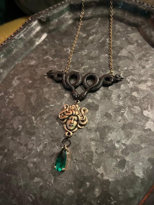Medusa Black Snake- Necklace - One of a Kind