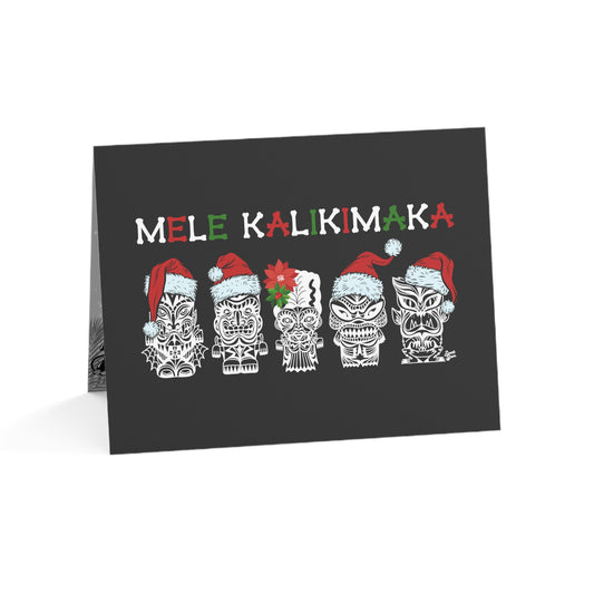 Tiki Monsters Mele Kalikimaka - Goth -Greeting Cards (1, 10, 30, and 50pcs)