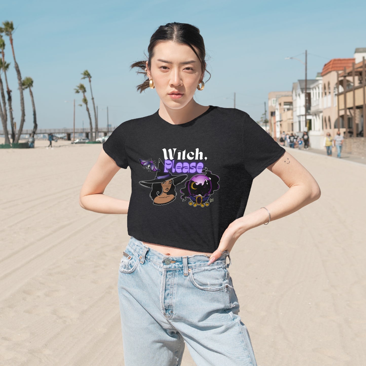 Witch, Please - Women's Flowy Cropped Tee