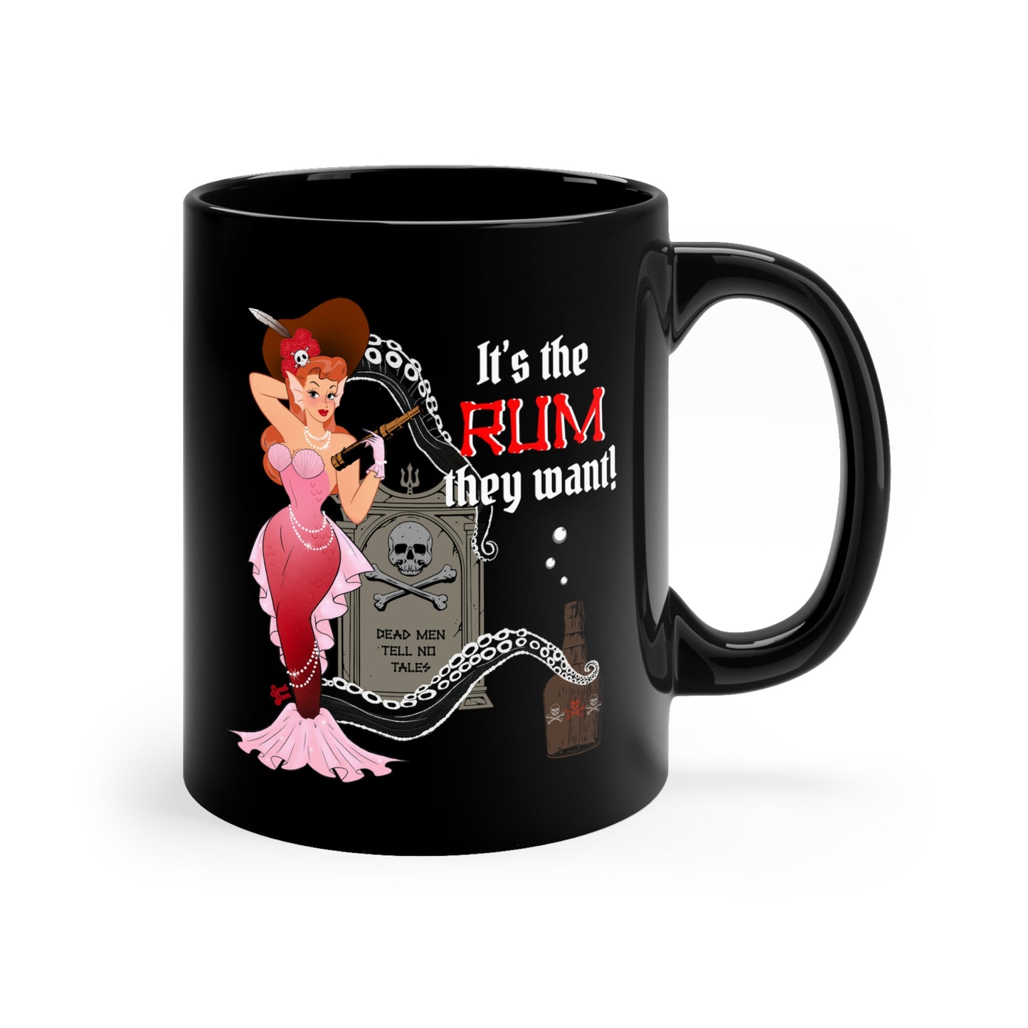 Rum Red Headed Mermaid -  11oz Black Mug