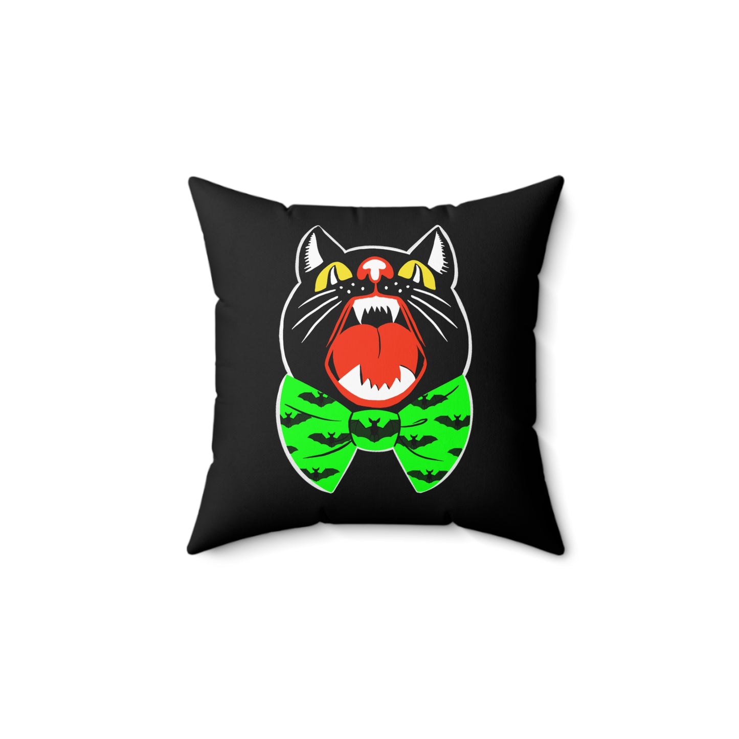 Howling Cat - FULL Pillow - Black