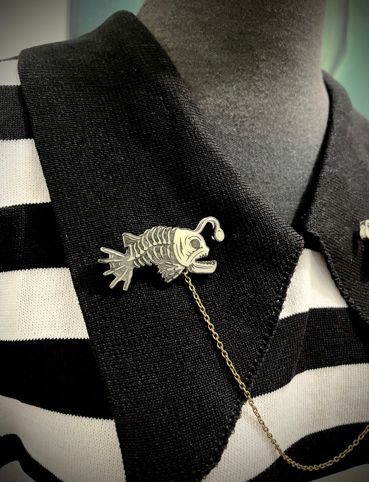 Skeleton Angler Fish Collar PIN Set - Glow-in-the-Dark