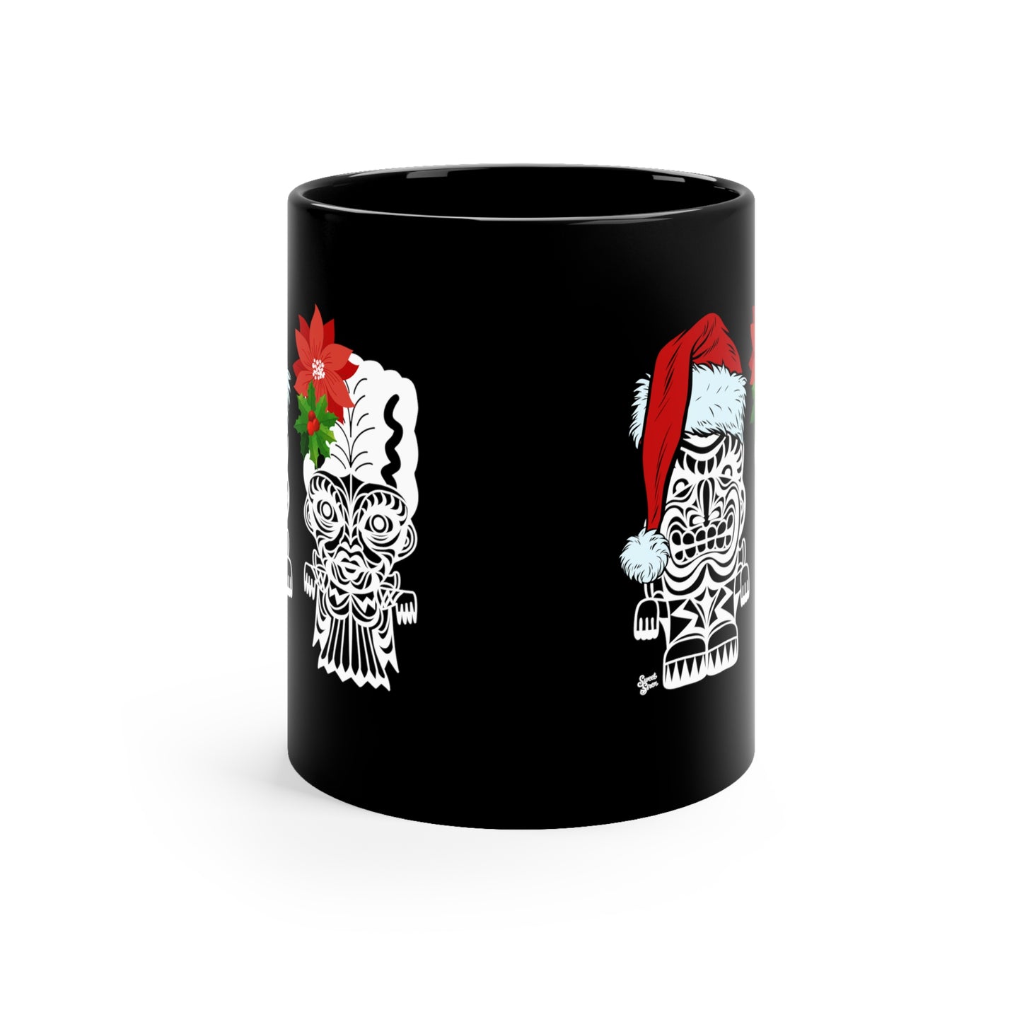 Holiday Franky & Bride Tiki Monsters  11oz Black Mug