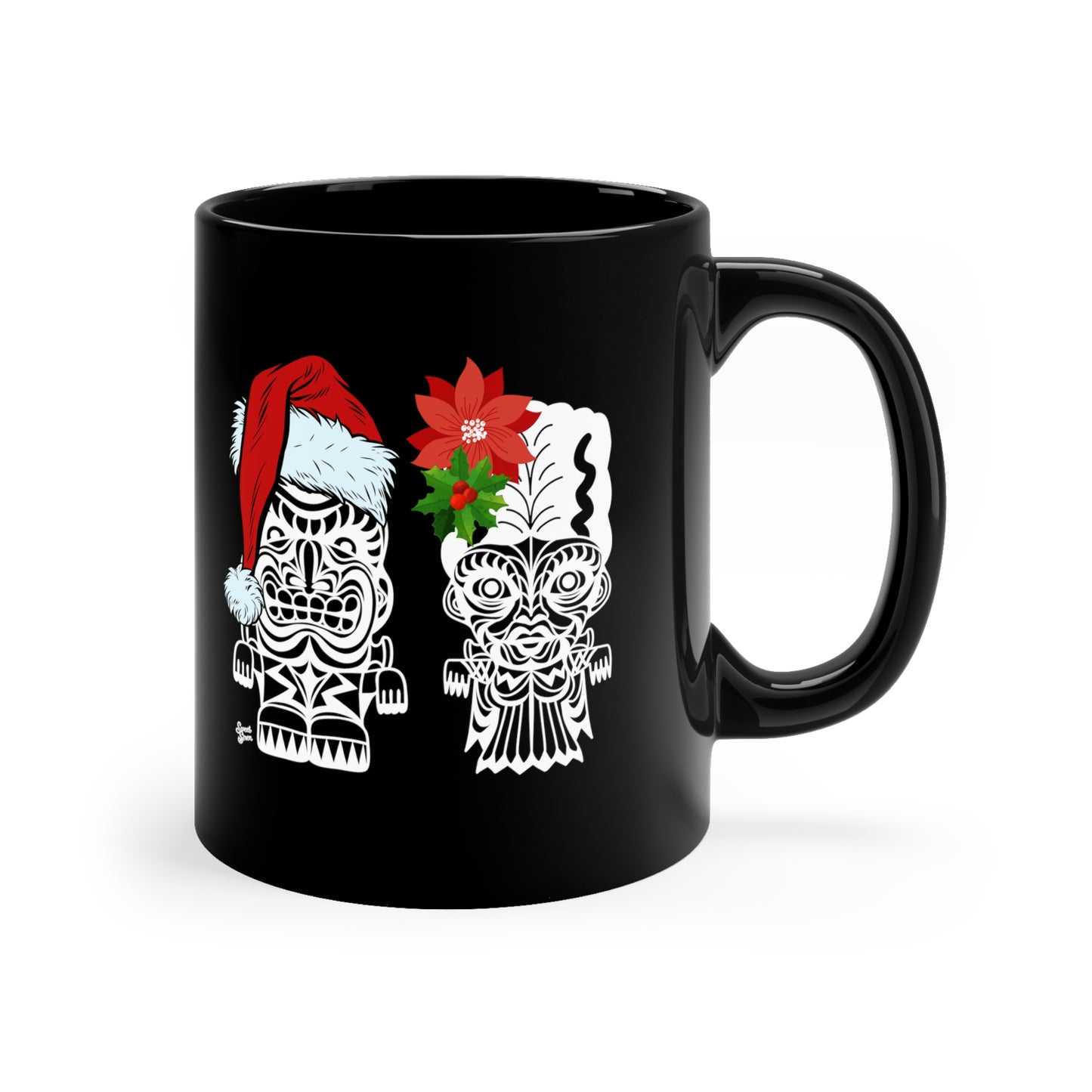 Holiday Franky & Bride Tiki Monsters  11oz Black Mug