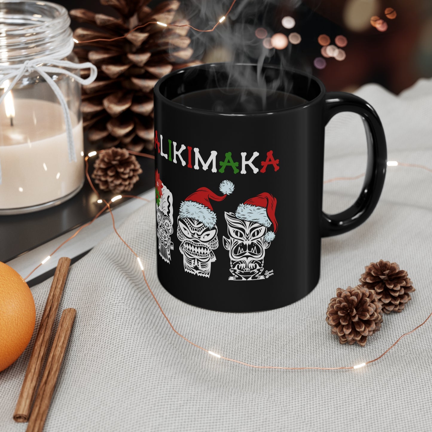 Tiki Monsters Mele Kalikimaka 11oz Black Mug