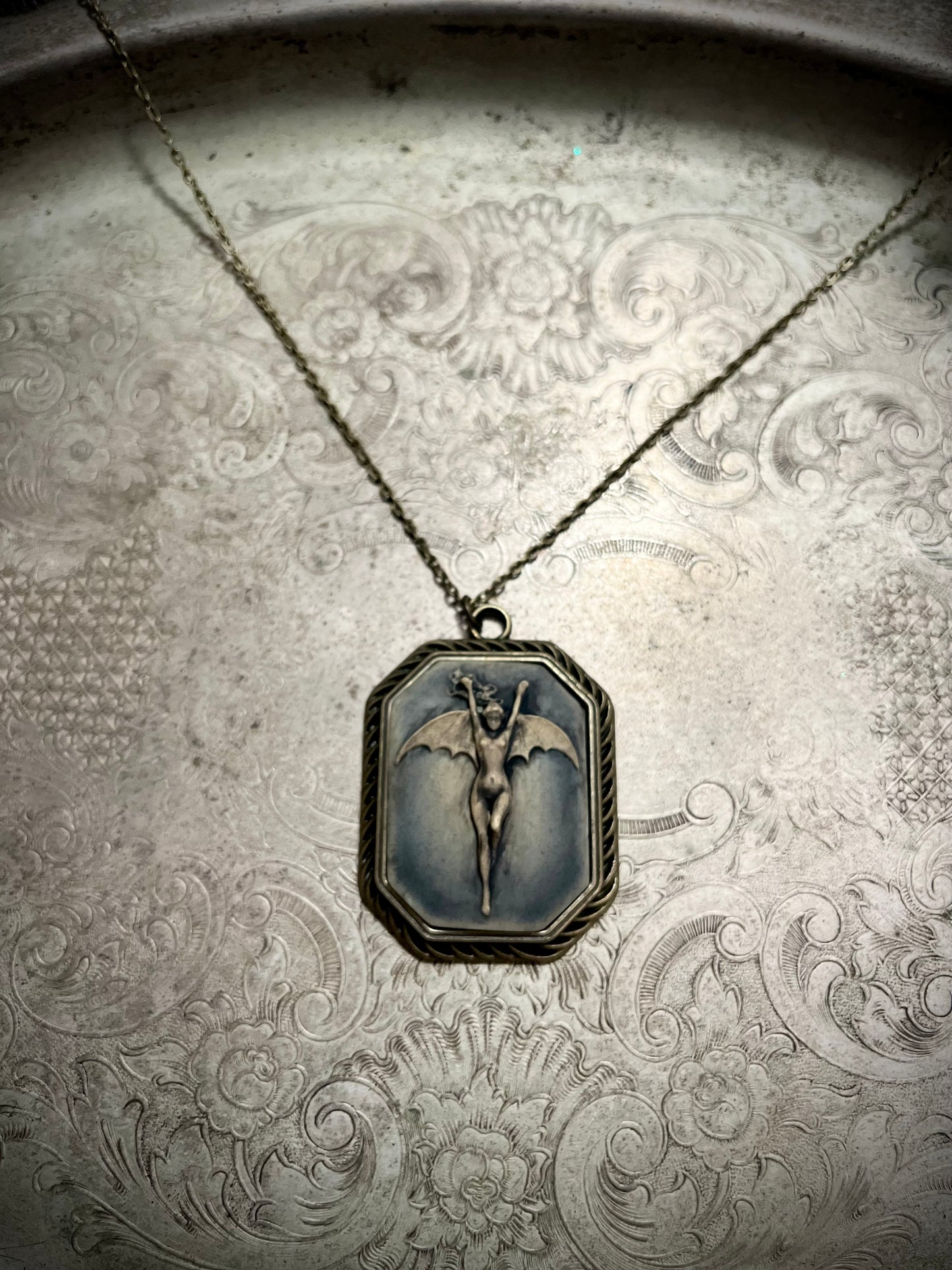 Gothic Bat Lady - Cameo Necklace