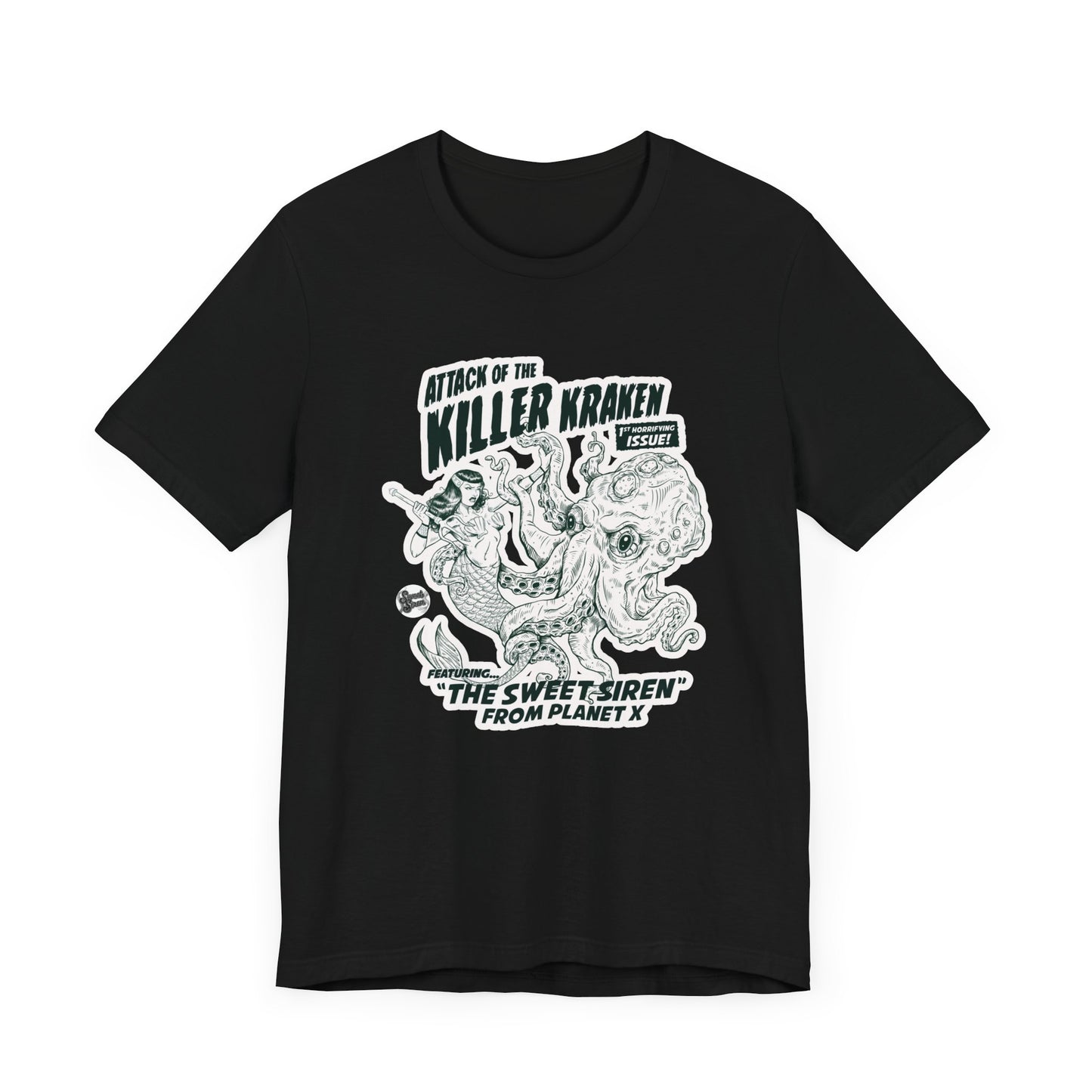 Attack of the Killer Kraken - Unisex Black Jersey Tee