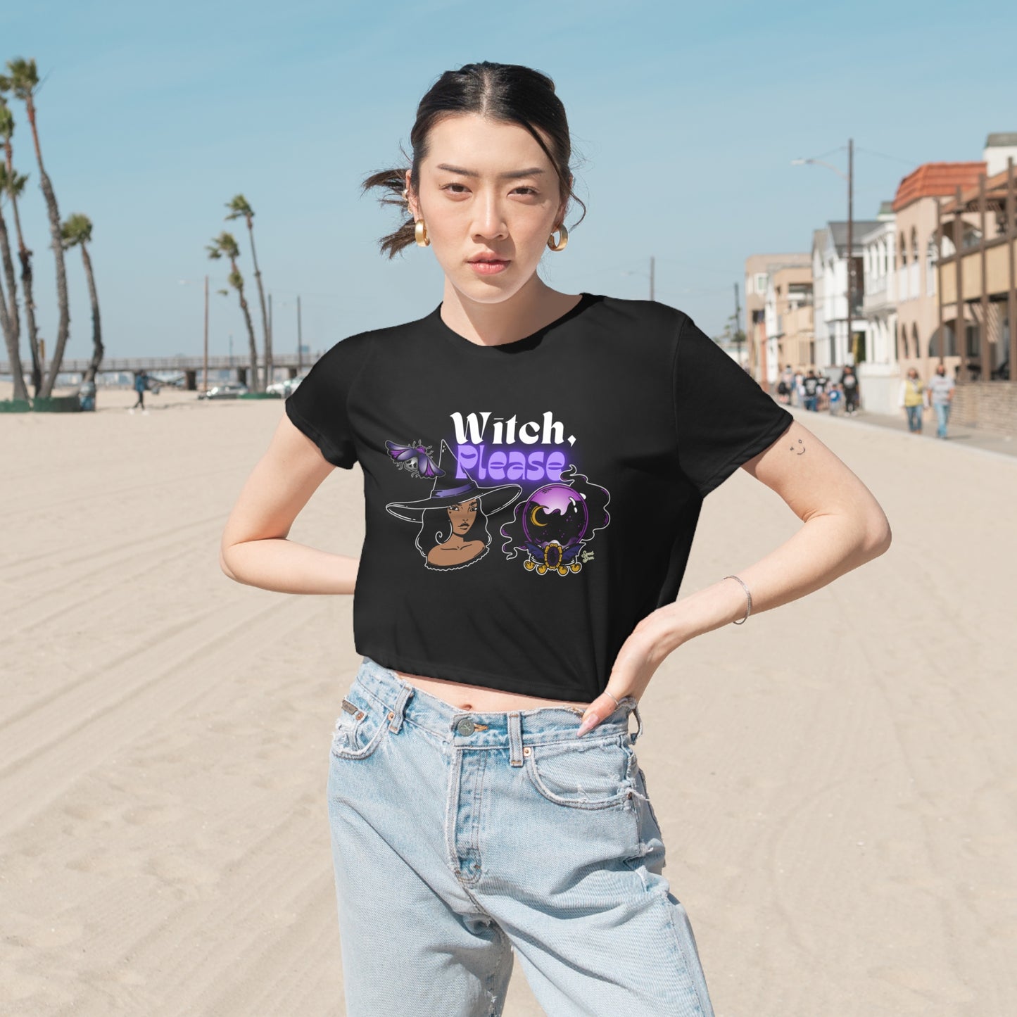 Witch, Please - Women's Flowy Cropped Tee