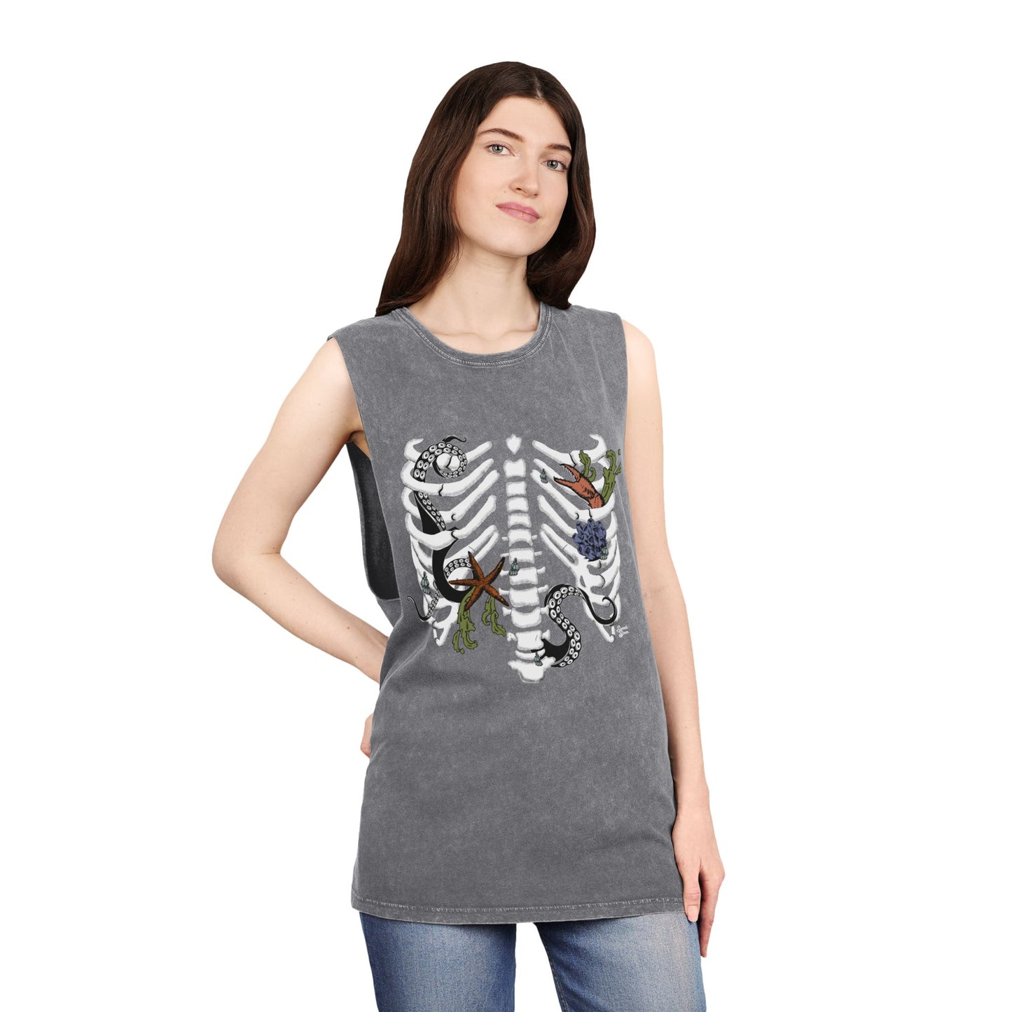 Pirate Ribcage - Unisex Stonewash Tank Top