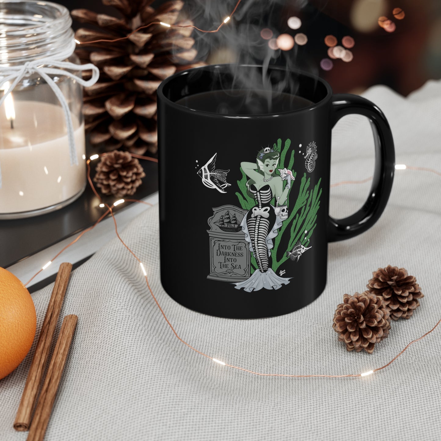 Skeleton MerBabe -  11oz Black Mug
