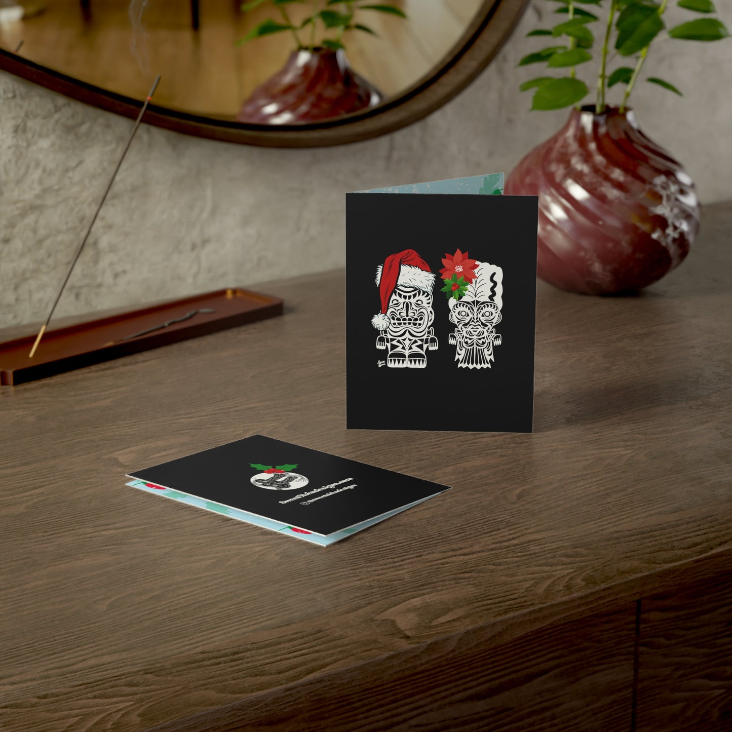 Holiday Franky & Bride Tiki Monsters  - Greeting Cards (1, 10, 30, and 50pcs) - CLASSIC Inside