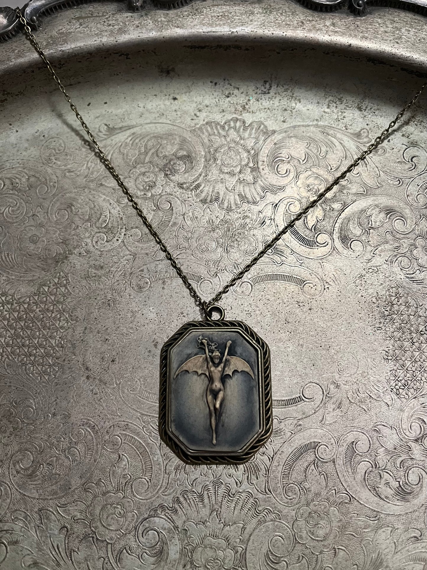 Gothic Bat Lady - Cameo Necklace