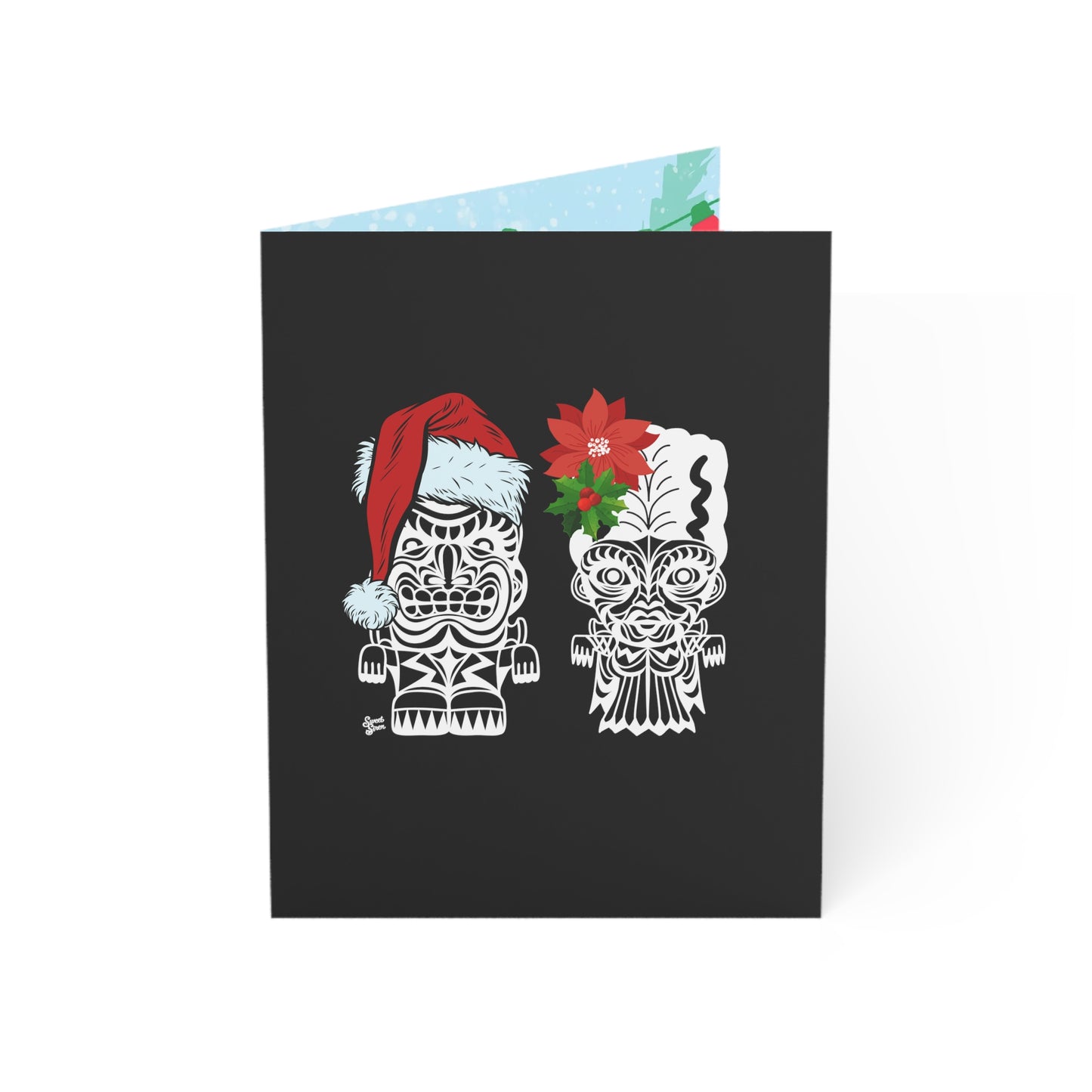 Holiday Franky & Bride Tiki Monsters  - Greeting Cards (1, 10, 30, and 50pcs) - CLASSIC Inside