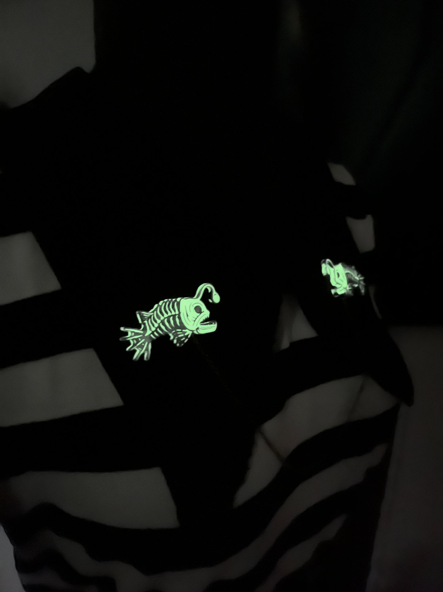 Skeleton Angler Fish Collar PIN Set - Glow-in-the-Dark