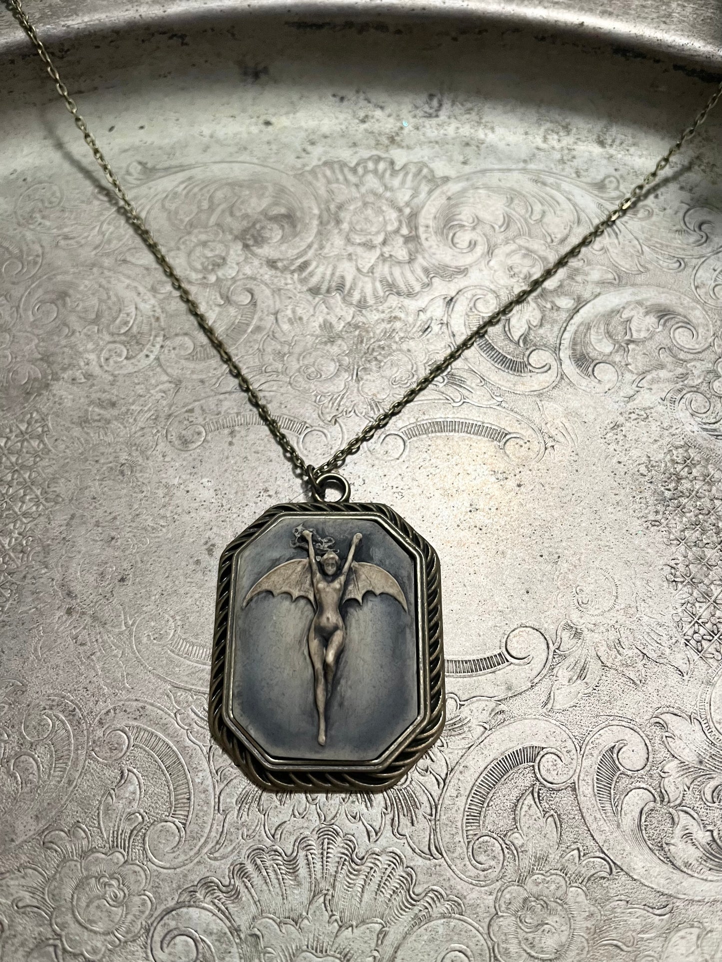 Gothic Bat Lady - Cameo Necklace