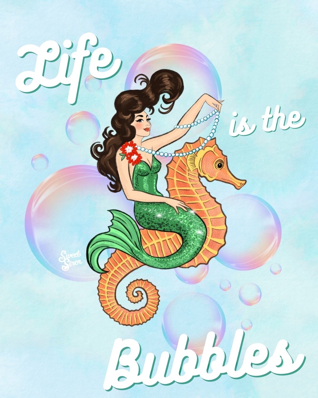 Life is the Bubbles Retro Style Mermaid Pin