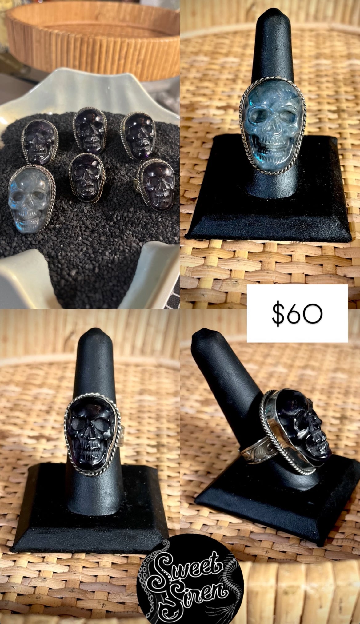 Skull Ring - M- Labradorite