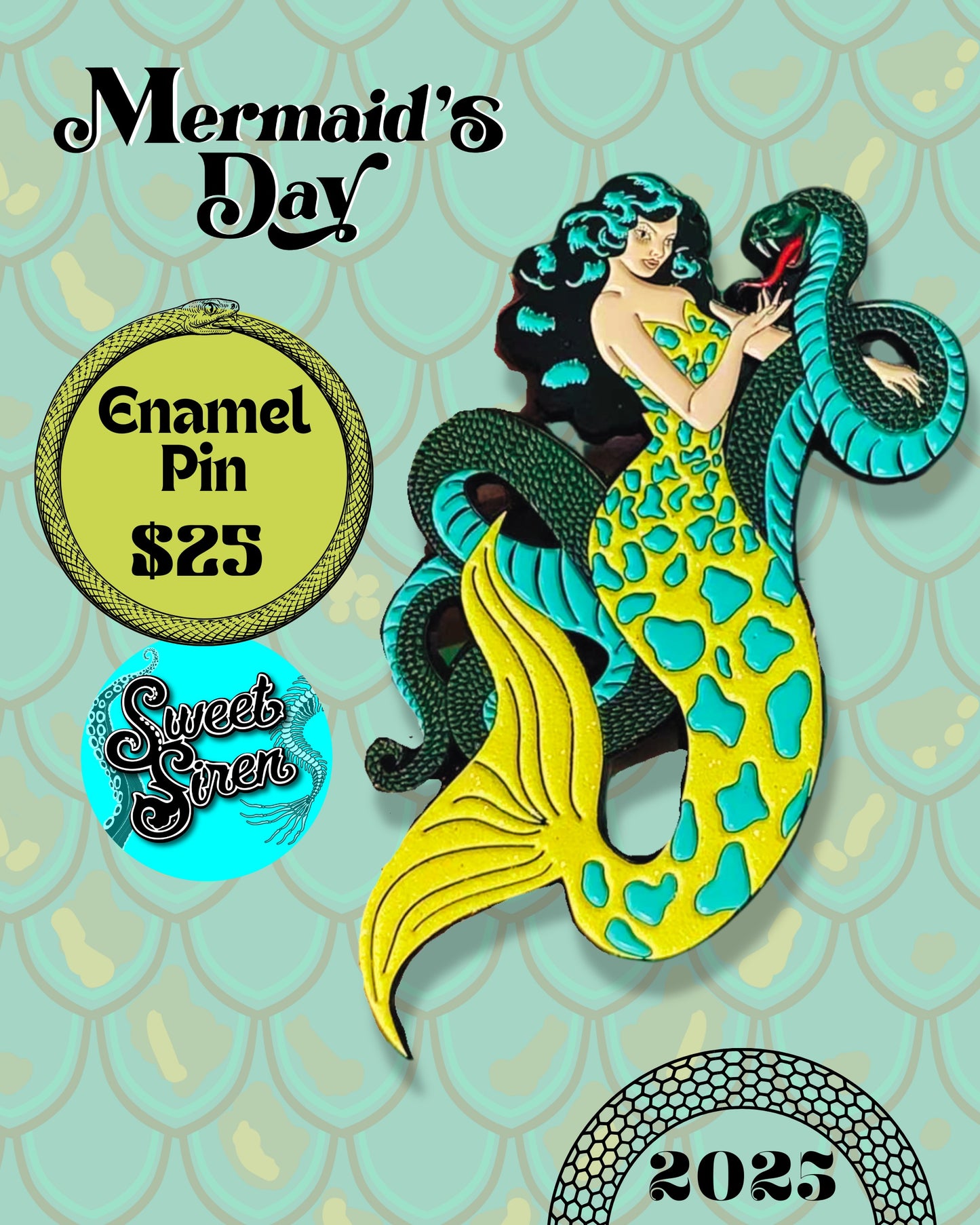 Mermaid’s Day 2025 Year of the Snake ENAMEL PIN