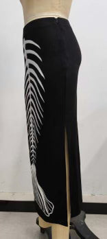 Ghastly Siren Skeleton Mermaid Pencil Skirt - GLOW IN THE DARK