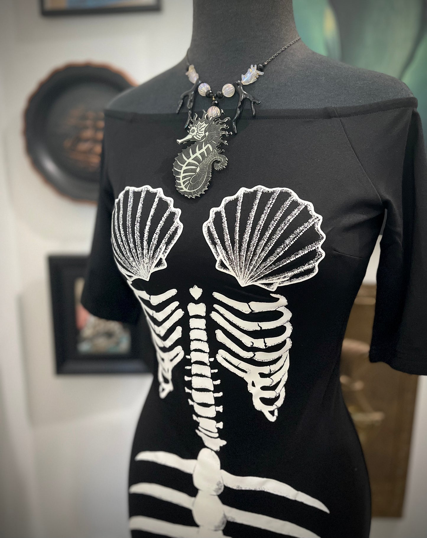 Ghastly Siren Skeleton Mermaid Dress - GLOW IN THE DARK