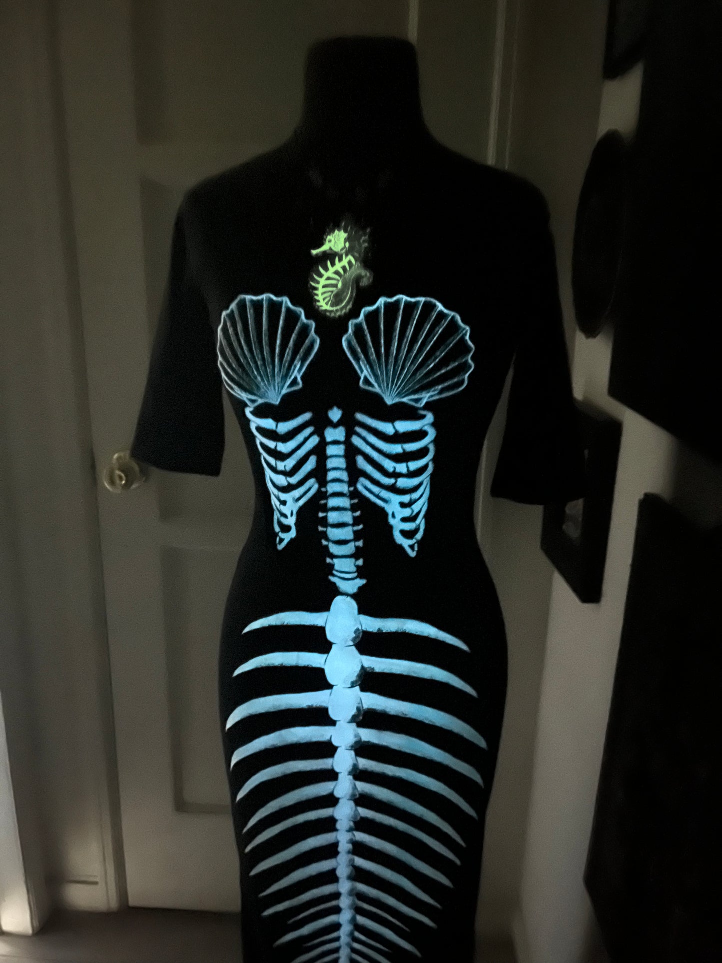 Ghastly Siren Skeleton Mermaid Dress - GLOW IN THE DARK