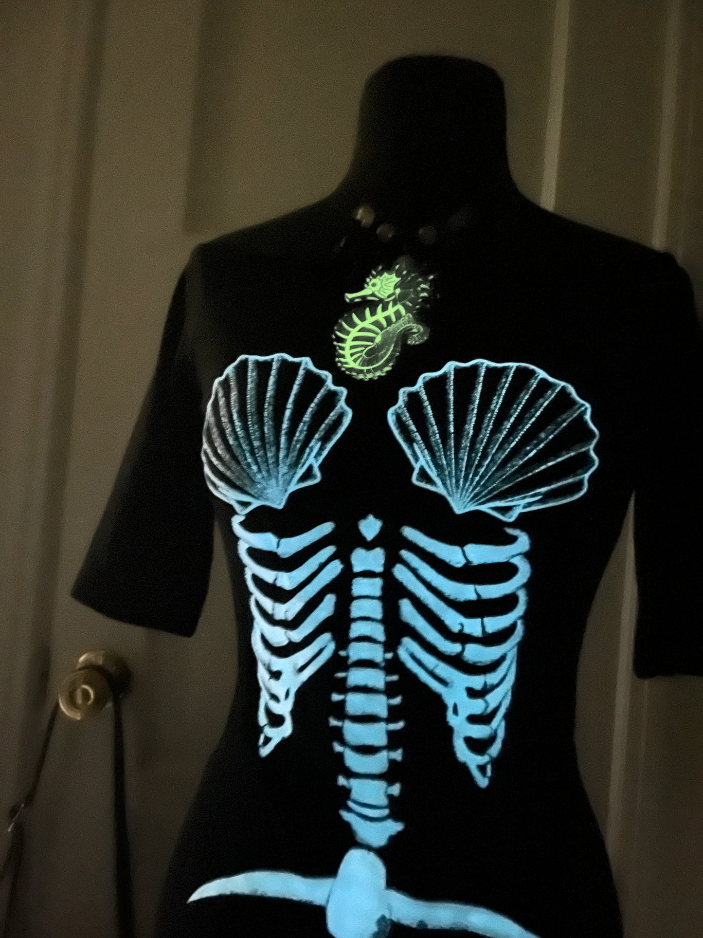 Ghastly Siren Skeleton Mermaid Dress - GLOW IN THE DARK