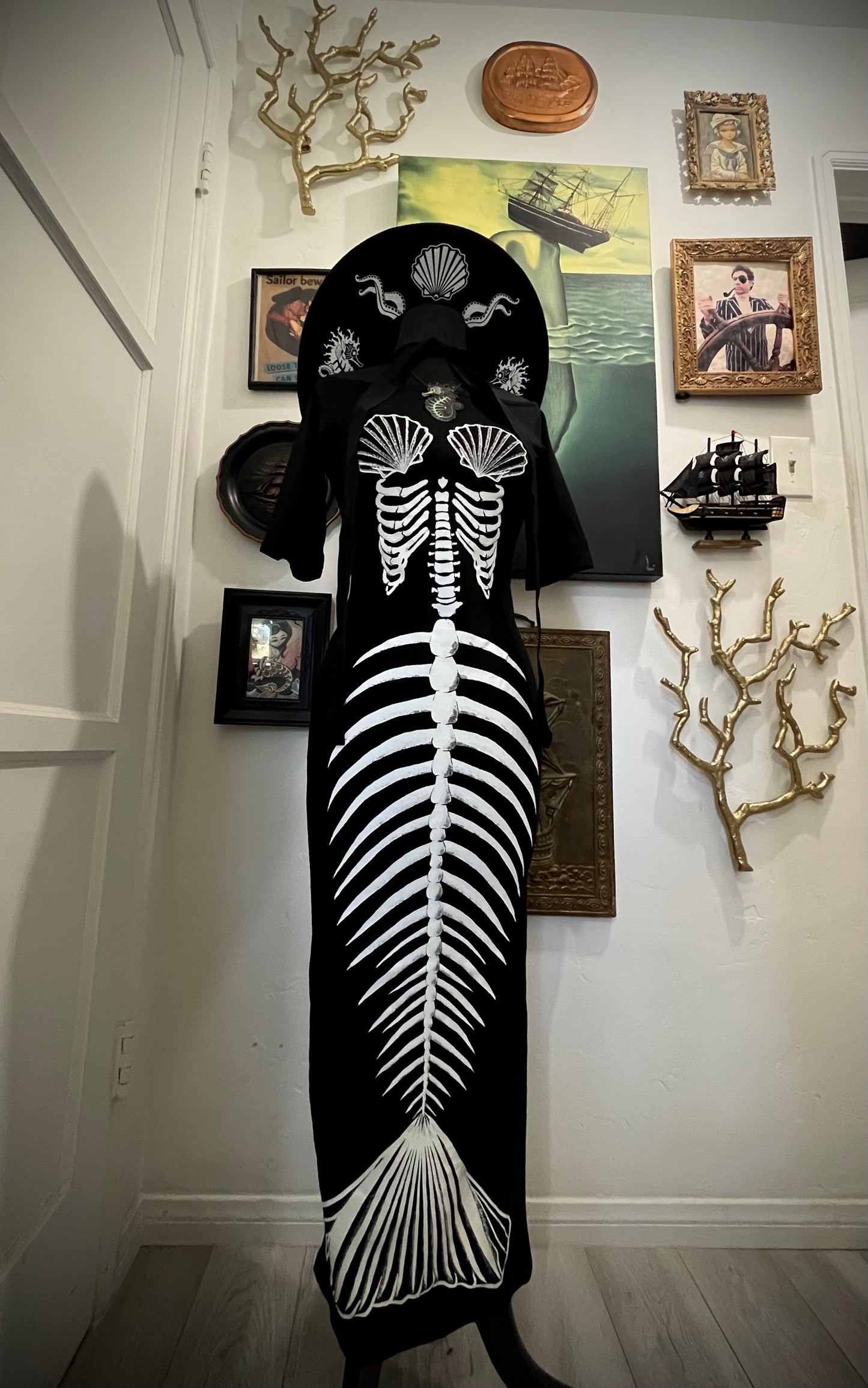 Ghastly Siren Skeleton Mermaid Dress - GLOW IN THE DARK