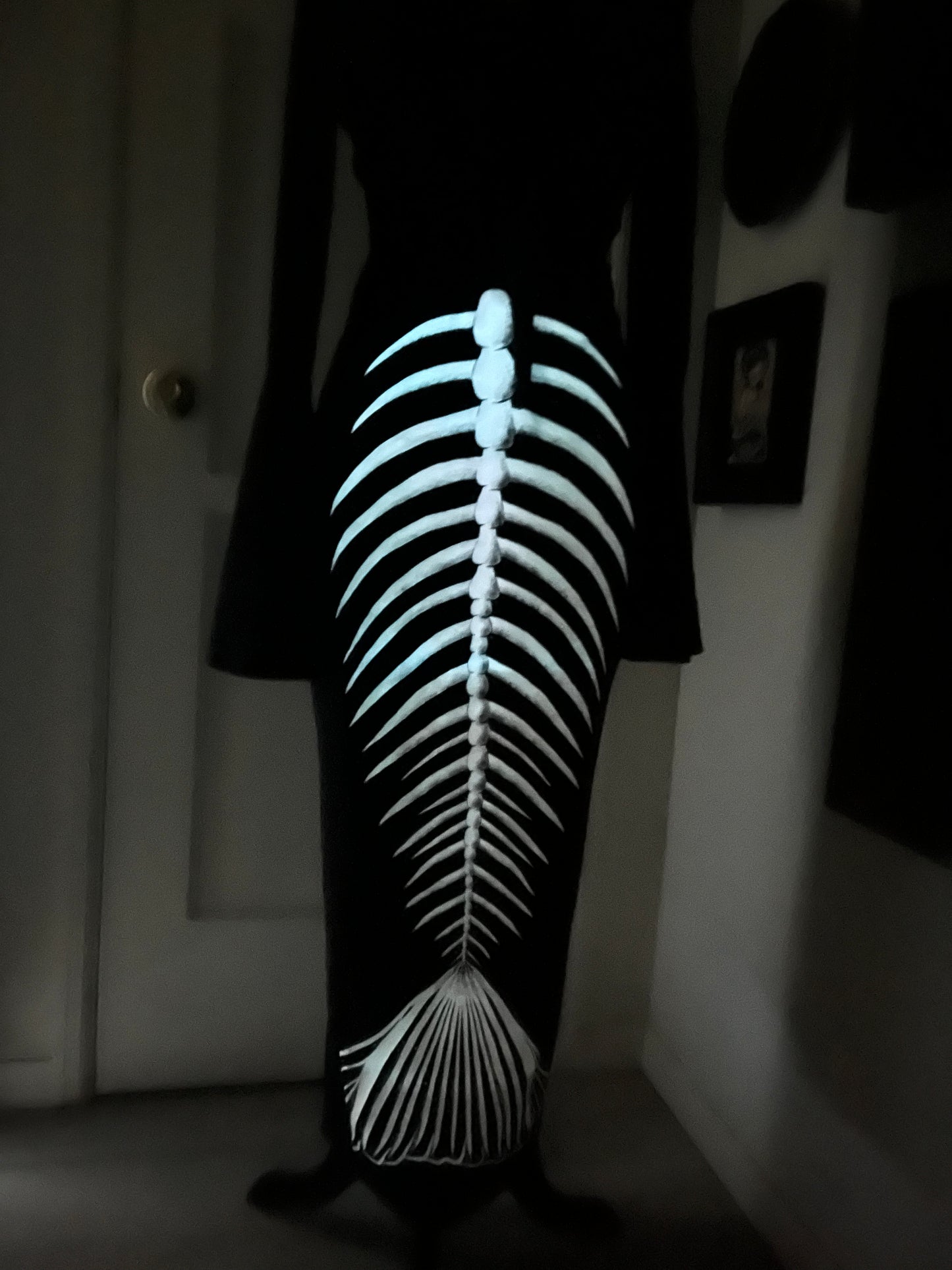 Ghastly Siren Skeleton Mermaid Pencil Skirt - GLOW IN THE DARK