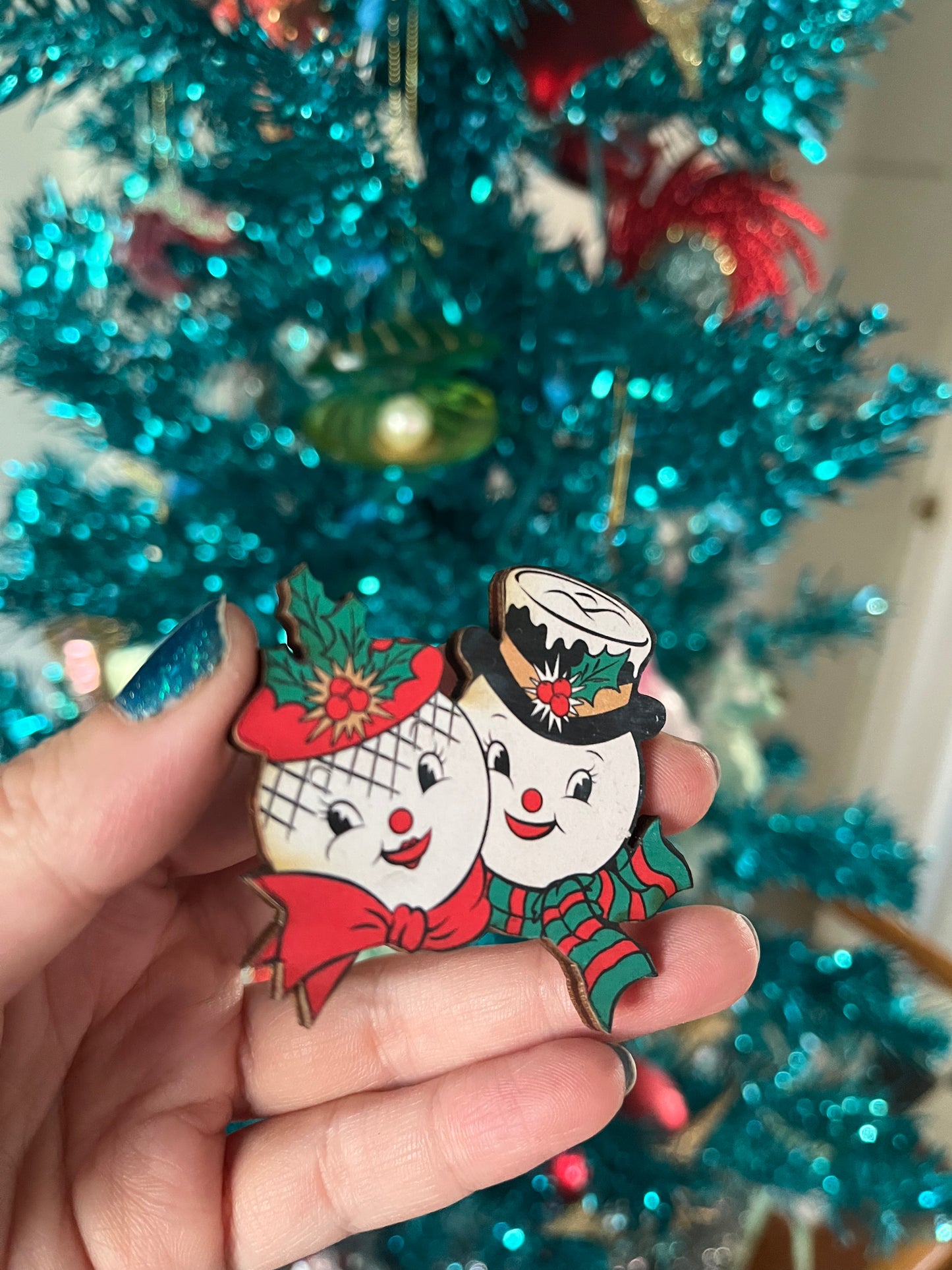 Snow Couple - Printed Wood Laser Cut Piece