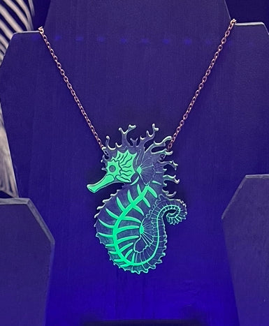 Skeleton Seahorse Glow-in-the-Dark - Necklace