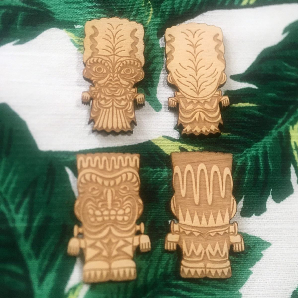 Frankenstein Monster Tiki Collar-Sweater Pin Set